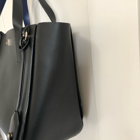 Kate Spade Black & Blue Top Handle Leather Tote Bag - Picture 6 of 16